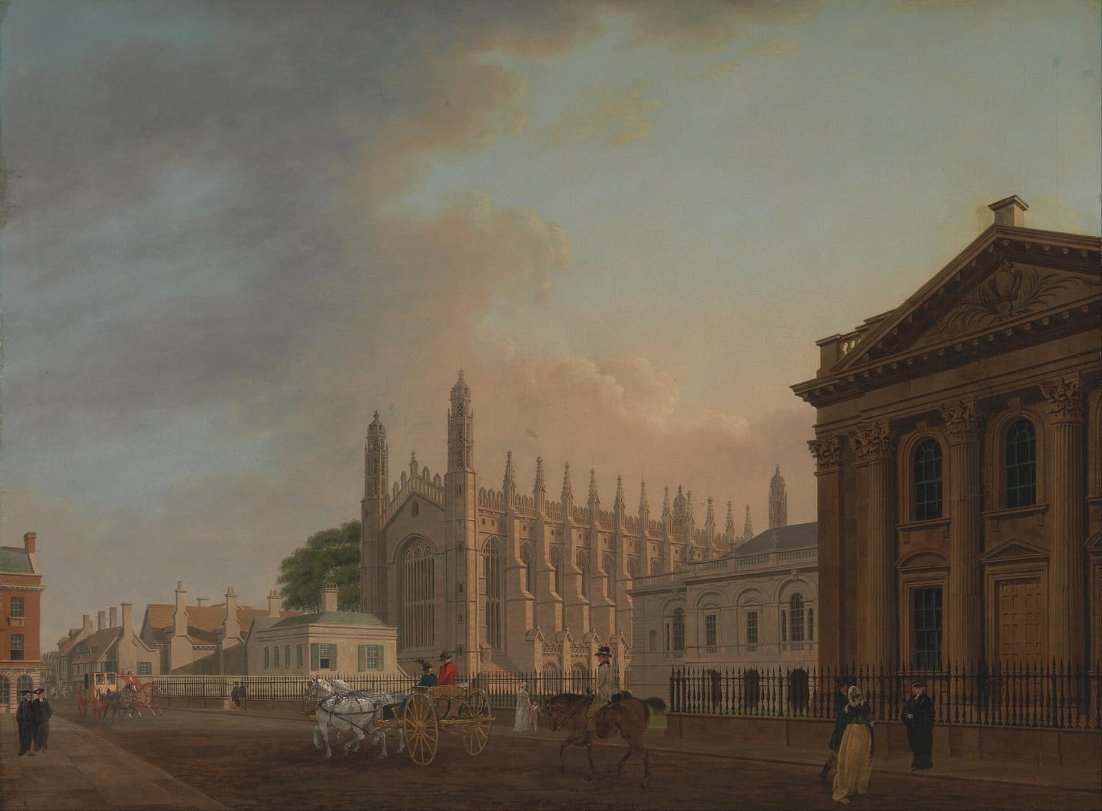 King's Parade, Cambridge, painted around 1798: King's College Chapel and the Senate House